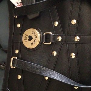 Black leather love Moschino tote